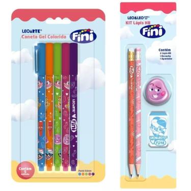 Imagem de Kit Lápis Hb + 5 Caneta Gel 0.6 Fini - Blister - Leo & Leo