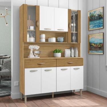 Imagem de Kit Cozinha 8 Portas E Gavetas Savona Freijó / Supremo / Ripado