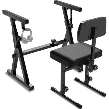 Imagem de Liquid Stands Conjunto De Banco E Suporte Para Teclado Piano Ajustável - Digital Portátil Resistente Pianos Elétricos 54 A 88 Teclas Cadeira, Assento Musical