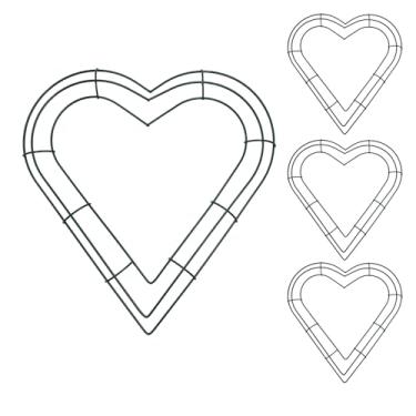 Imagem de Yuqim Pacote com 4 guirlandas de arame verde em forma de coração, formas de guirlanda de metal de 30 cm para artesanato faça você mesmo, anéis florais para decoração de festa de aniversário de