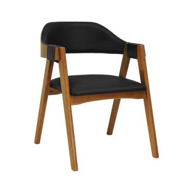 Imagem de Cadeira New York Encosto Anatômico Curvo Estofado - Amêndoa - Assento Estofado Corano Preto