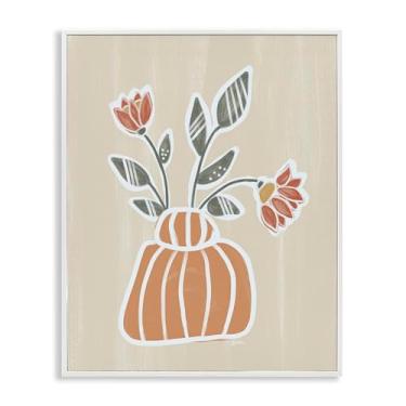 Imagem de Stupell Industries Vaso assimétrico de flores de casa de campo com design de arte giclée emoldurado branco por Beki Marquardt, 50 x 40 cm