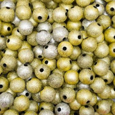 Imagem de Miçanga Passante Bola Lisa Plástico Dourado com Cinza 12mm 10pçs 12g -