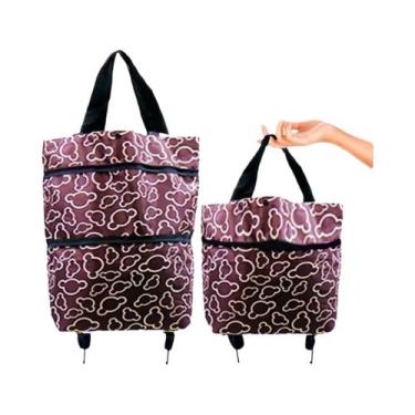 Imagem de Carrinho De Compras Dobrável Em Tecido Oxford, Bolsa De Armazenamento 