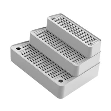 Imagem de ShengQuanHao Rampa para Caixa de Areia Automática para Gatos, Tapete Acolchoado Removível, Escadas Removíveis de 3 Degraus para Caixa de Areia para Gatos Pequenos, Cinza Claro