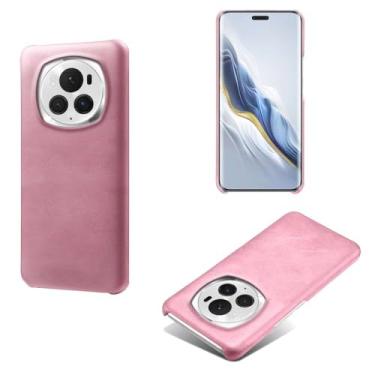 Imagem de Capa para Honor Magic 6 PRO,Proteção contra quedas,Casca de volta de cor sólida simples,Design de couro de imitação de plástico-Pink