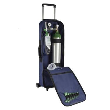 Imagem de Kit Oxigênio Portátil 5 Litros Bolsa Marinho com Rodinhas Sem Carga - 