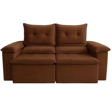 Imagem de Sofá Pequim em Veludo 2 Lugares Retrátil e Reclinável 180cm União Cor Marrom