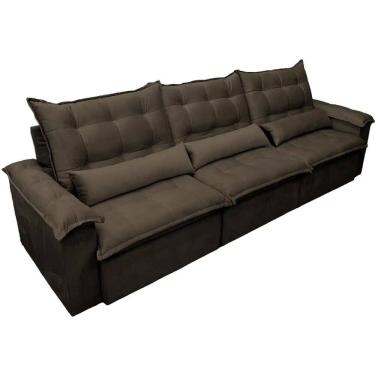 Imagem de Sofá Nigeria 310cm 6 Lugares 3 Módulos Retrátil e Reclinável Tecido Veludo Trevo Cor Marrom