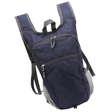 Imagem de Mochila à Prova d'água Portátil, Mochila Leve de Grande Capacidade, Dobrável Em Tecido Oxford, à Prova de Desgaste para Viagens (Azul escuro)
