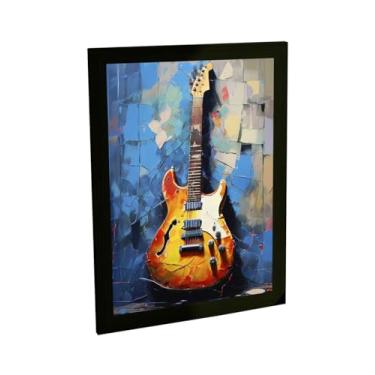 Imagem de Quadro Decorativo Guitarra Laranja Ilustração Decoração Poster Quarto Sala