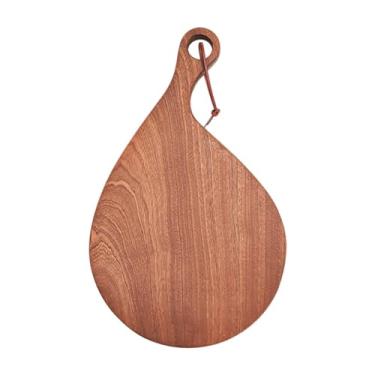 Imagem de IEUDNS Tábua de corte de madeira para cozinha, decoração portátil, frutas, pão, com alça, carne, pizza, resistente, decorativa, tábua de corte de madeira, M