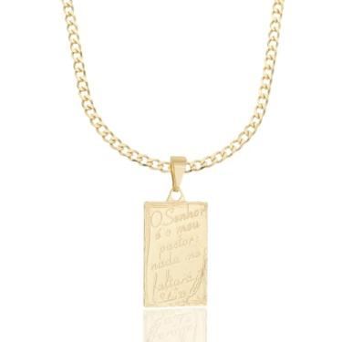 Imagem de Corrente Banhada A Ouro De Moeda Antiga 3mm - Pingente Plaquinha Versículo Blíbico