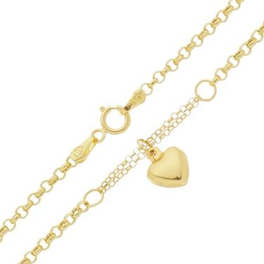 Imagem de Corrente Feminina Portuguesa Ouro 18k 750 Amarelo Com Pingente Coração