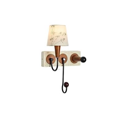 Imagem de Luminária de parede decorativa retrô três cores que muda luz, abajur tecido com gancho para corredor, hall de entrada(Branco)