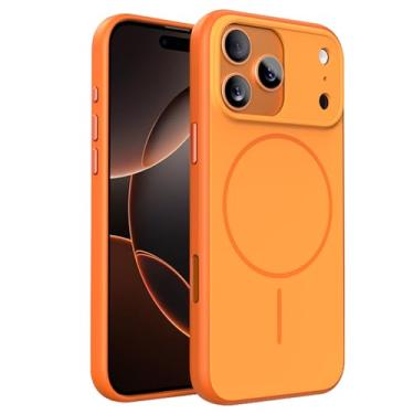Imagem de LTLMYDAM Capa de sucção magnética para iPhone 17 Pro Max/17 Pro/Air/17, fosco fosco PC proteção contra quedas, capa fina para celular suporta carregamento sem fio, laranja, 17 Pro Max
