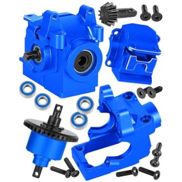 Imagem de RCYouHott RC Aluminum Transmission Gearbox Case & 37T Diff Gear Upgrades Part for 1/10 Slash/Rustler/Stampede/Hoss 4X4 4WD VXL/XO-1,Replace #6880#6881,Navy Blue