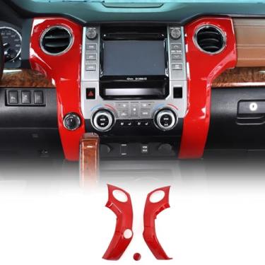 Imagem de LLKUANG ABS Console central ar condicionado saída de ar decoração moldura capa guarnição para Toyota Tundra 2014-2020 modificação acessórios (vermelho (3 peças))