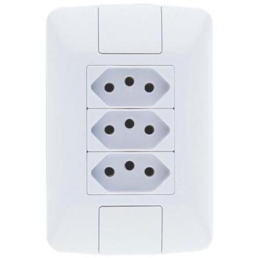 Imagem de Tomada Tripla 2P+T Placa Aria Branca 20A Tramontina Elétrica