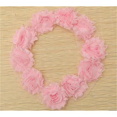 Imagem de 2,8 metros Boutique Shabby Chic Tecido 3D Chiffon Rosa Flor Renda Borda Fita 6 cm de largura Estilo Vintage Aparador de Borda Tecido Bordado Aplique Costura Artesanato Vestido de Casamento Roupa de Noiva (Rosa)