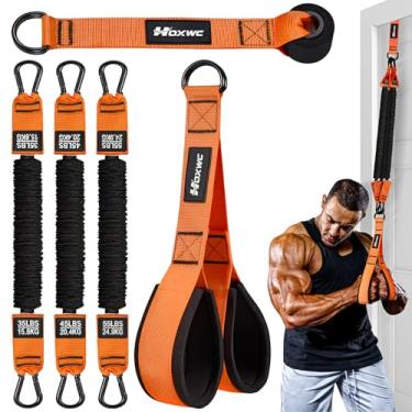 Imagem de HOXWC Equipamento de ginástica em casa, faixas de resistência pesada com alças, equipamento de treino de tríceps, treino de enrolamento de bíceps, acessório de puxar para baixo para exercícios de