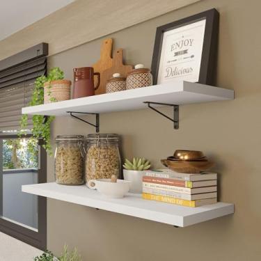 Imagem de Kit 2 Prateleiras Suspensas para Cozinha Madesa 60 cm com Mão Francesa - Branco