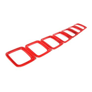 Imagem de Acdeyaca Front Grille Grill Inserts Trim Frame Accessories Fits For Jeep Compass 2017-2021 (Frame Only, Glossy Red)