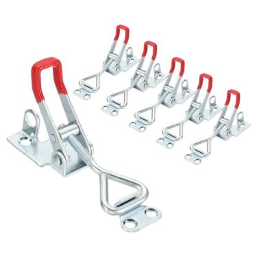 Imagem de HARFINGTON 6 peças de braçadeira ajustável M5 x 28 mm 99.8 kg capacidade de retenção 4001 estilo trava de liberação rápida prendedores ferrolho com orifício de bloqueio para tampa de defumador