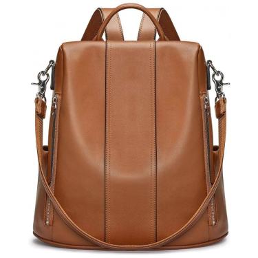 Imagem de Mochila Feminina de Couro Conversível para Bolsa de Ombro, S ZONE, Marrom