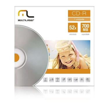 Imagem de Mídia Cd-R Velocidade 52X Unitário Em Envelope Multilaser CD006 - Padrão