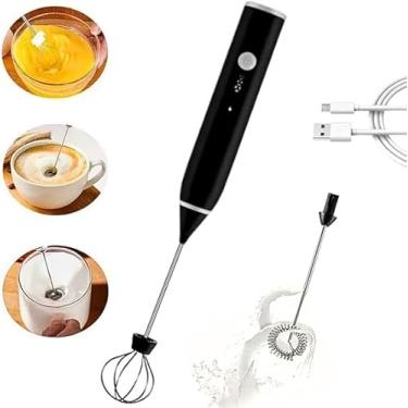 Imagem de Mini Mixer Portátil MTS, Misturador, Espumador de bebidas, Recarregável USB, Sem fio, Batedor Ovos Elétrico, 2 em 1, Haste em inox 3 velocidades, para Shakes,Whe