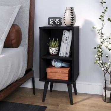 Imagem de Kit 2 Mesa de Cabeceira para Quarto Charme Cores Apoio de Cama Mesinha 61x30x30cm(UNITARIO PRETO TOTAL)