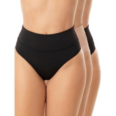 Imagem de Kit 3 Calcinhas Cinta Suplex Cós Alto Modeladora Gestante PósParto Con