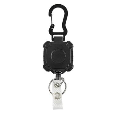 Imagem de Porta-crachá tático - carretel resistente com clipe retrátil, chaveiro, porta-cartão de identificação (preto D)