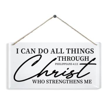 Imagem de Placa I Can Do All Things Through Christ Sign, decoração cristã, arte de parede com versículo bíblico, placa decorativa de acrílico para decoração de igreja, placa de parede acrílica religiosa