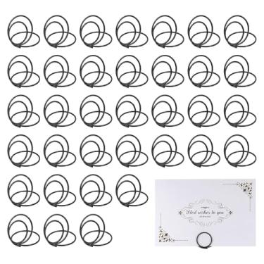 Imagem de 36 porta-cartões de lugares, porta-cartões redondos para mesas, fotos, placas de comida, notas de memorando, casamentos, restaurantes, festas de aniversário, (1 x 1,2, preto)