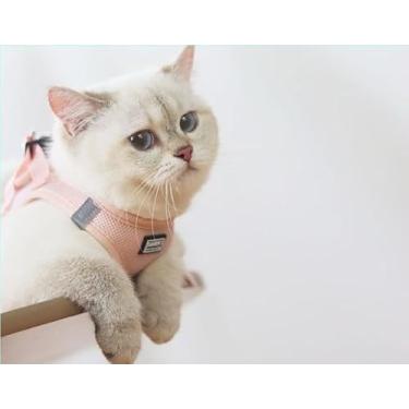 Imagem de Peitoral antipuxão para animais de estimação – Coleira auxiliar de viagem ajustável ao ar livre, colete respirável com coleira para animais de estimação pequenos e médios, tamanho M