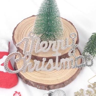 Imagem de 3/6 peças, placa de carta de Feliz Natal, artesanato, acessórios de decoração de casa, enfeites de pendurar, presente de decoração de Natal Navidad (prata-3 peças)