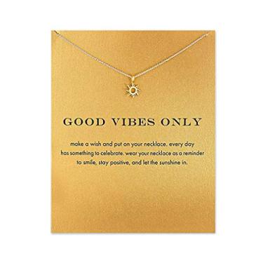 Imagem de Colar com pingente de bússola para mulheres, amizade, ferradura, boa sorte, elefante com pingente de corrente com cartão de presente, Medium, Liga de aço, Sem Pedra Preciosa