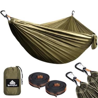 Imagem de NATUREFUN Rede ultraleve para acampamento de viagem, capacidade de carga de 300 kg, respirável, nylon de paraquedas de secagem rápida | 2 mosquetões premium, 2 tiras de nylon incluídas | para jardim