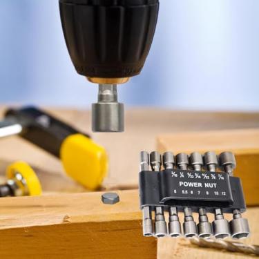 Imagem de Conjunto de brocas de porca elétrica, 14 peças, adaptador sextavado de 1/10.2 cm para chave de fenda elétrica, furadeira manual, broca pneumática, broca de lítio
