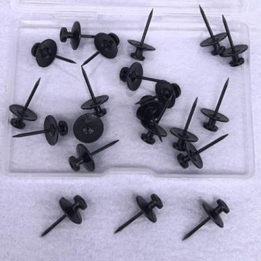 Imagem de 20 peças de tachas de metal preto para cabides de parede, ganchos de pino de pressão de cabeça dupla, pregos pequenos para ferragens de pendurar fotos, decoração de locatário para escritório em casa