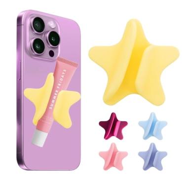 Imagem de Nottnnut Capa de telefone com brilho labial para batom compatível com todos os modelos de telefone amarelo estrela