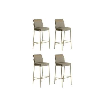 Imagem de Banqueta De Cozinha Duo 1753 Kit 4 Un Dourado-linho Bamboo-ano Bamboo - Carraro