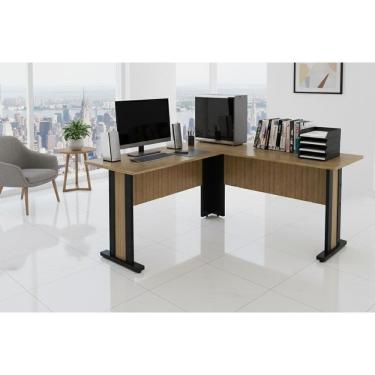 Imagem de Mesa de Computador Canto ME-4195 Amêndoa/Preto - Tecno Mobili