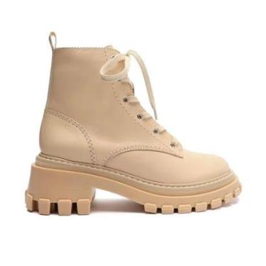 Imagem de Coturno Feminino Schutz Original Tratorado Couro Creme-Unissex