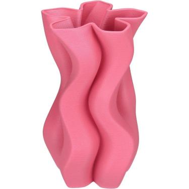 Imagem de Vaso Decorativo Enfiete Casa Aparador 3d Home&co Cerâmica 24x14x14cm Rosa Escuro