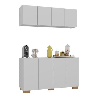 Imagem de Conjunto Cantinho Do Café Armário E Aparador 4 Portas Multimóveis Mp1085 Branco/natural