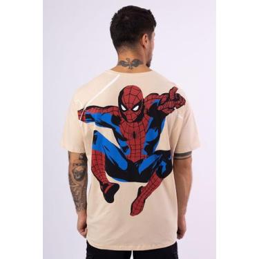 Imagem de Camiseta Marvel Homem-Aranha Logo Teia - Piticas, 12, Areia, Unissex