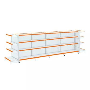 Imagem de Gondola Centro 137 Fit Ate 4 Metros 2 Ponta Branco 40b Pe Laranja - AM